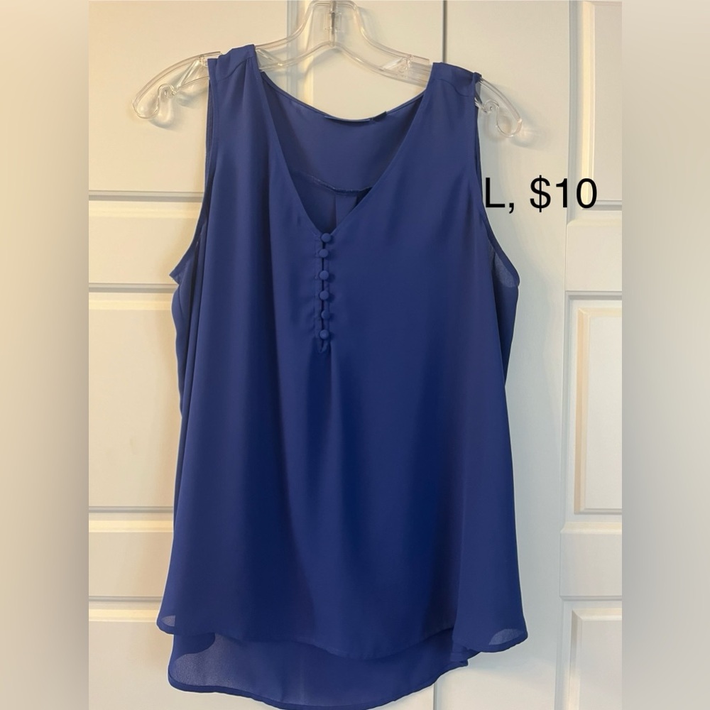 Blue sleeveless blouse size L